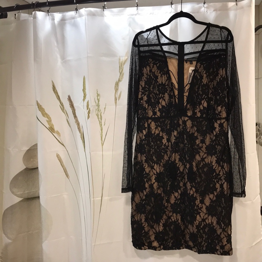 NWT Black and Lace Illusion Cocktail Club Dress